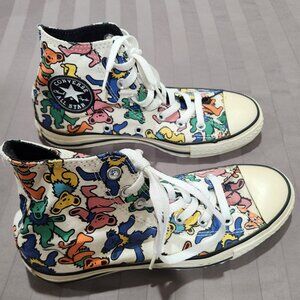 Grateful Dead Dancing Bear Converse High Top Tennis Shoes- Vintage -5 & 1/2 or 8